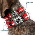 Load image into Gallery viewer, Dog Bone Seatbelt Buckle Collar - Rampant Lion Repeat/Stripes Red/White/Black