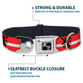 Load image into Gallery viewer, Dog Bone Seatbelt Buckle Collar - Rampant Lion Repeat/Stripes Red/White/Black
