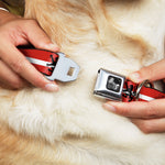 Dog Bone Seatbelt Buckle Collar - Rampant Lion Repeat/Stripes Red/White/Black