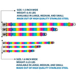 Dog Bone Black/Silver Seatbelt Buckle Collar - Rainbow Ombre