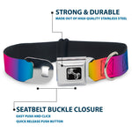 Dog Bone Black/Silver Seatbelt Buckle Collar - Rainbow Ombre