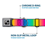Dog Bone Black/Silver Seatbelt Buckle Collar - Rainbow Ombre
