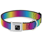 Dog Bone Black/Silver Seatbelt Buckle Collar - Rainbow Ombre