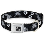 Buckle-Down Seatbelt Buckle Dog Collar - Revolvers Black/Gray
