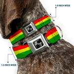 Dog Bone Seatbelt Buckle Collar - Rasta Stripes Painted Green/Yellow/Red