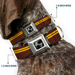 Dog Bone Seatbelt Buckle Collar - Racing Stripe Brown/Gold