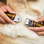 Dog Bone Seatbelt Buckle Collar - Racing Stripe Brown/Gold