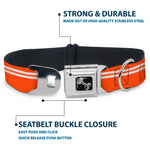 Dog Bone Seatbelt Buckle Collar - Racing Stripe Orange/White