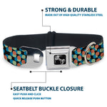 Dog Bone Seatbelt Buckle Collar - Polka Dots Stacked Black/Blue/Sage/Brown