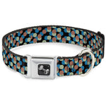 Dog Bone Seatbelt Buckle Collar - Polka Dots Stacked Black/Blue/Sage/Brown