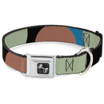 Dog Bone Seatbelt Buckle Collar - Polka Dots CLOSE-UP Black/Blue/Sage/Brown