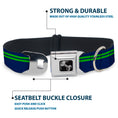 Load image into Gallery viewer, Dog Bone Seatbelt Buckle Collar - Racing Stripe Navy/Bright Green