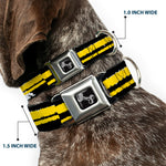 Dog Bone Seatbelt Buckle Collar - Racing Stripe2 Weathered Black/Yellow