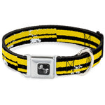 Dog Bone Seatbelt Buckle Collar - Racing Stripe2 Weathered Black/Yellow