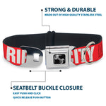 Dog Bone Seatbelt Buckle Collar - RIP CITY Red/White
