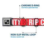 Dog Bone Seatbelt Buckle Collar - RIP CITY Red/White