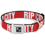 Dog Bone Seatbelt Buckle Collar - RIP CITY Red/White