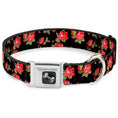 Load image into Gallery viewer, Dog Bone Seatbelt Buckle Collar - Red Roses Scattered Black