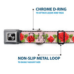 Dog Bone Seatbelt Buckle Collar - Rose Trio/Leaves Pink