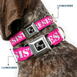 Dog Bone Seatbelt Buckle Collar - RESIST Stencil Pink/White