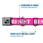 Dog Bone Seatbelt Buckle Collar - RESIST Stencil Pink/White