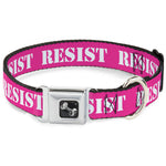 Dog Bone Seatbelt Buckle Collar - RESIST Stencil Pink/White