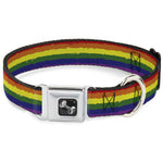 Dog Bone Seatbelt Buckle Collar - Rainbow Stripe Painted