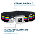 Load image into Gallery viewer, Dog Bone Black/Silver Seatbelt Buckle Collar - Racing Stripes Black/Yellow/Blue/Pink