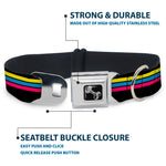 Dog Bone Black/Silver Seatbelt Buckle Collar - Racing Stripes Black/Yellow/Blue/Pink