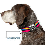Dog Bone Black/Silver Seatbelt Buckle Collar - Racing Stripes Pink/Yellow/Blue/Black