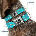 Load image into Gallery viewer, Dog Bone Black/Silver Seatbelt Buckle Collar - Rainbows Scattered Blue