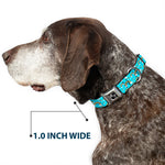Dog Bone Black/Silver Seatbelt Buckle Collar - Rainbows Scattered Blue
