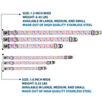 Dog Bone Seatbelt Buckle Collar - Skull & Fleur-de-Lis White/Multi Color