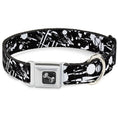 Load image into Gallery viewer, Dog Bone Seatbelt Buckle Collar - Splatter Black/White