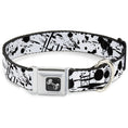 Load image into Gallery viewer, Dog Bone Seatbelt Buckle Collar - Splatter White/Black