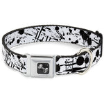 Dog Bone Seatbelt Buckle Collar - Splatter White/Black