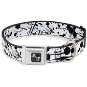 Dog Bone Seatbelt Buckle Collar - Splatter White/Black