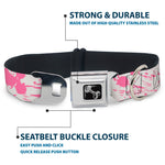 Dog Bone Seatbelt Buckle Collar - Splatter White/Pink