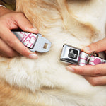 Dog Bone Seatbelt Buckle Collar - Splatter White/Pink