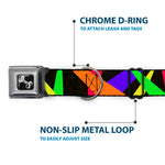 Dog Bone Seatbelt Buckle Collar - Spotlight Black/Multi Neon
