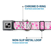 Dog Bone Seatbelt Buckle Collar - Stargazer White/Pink