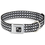 Dog Bone Black/Silver Seatbelt Buckle Collar - Printed Studs