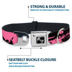 Dog Bone Seatbelt Buckle Collar - Splatter Black/Pink