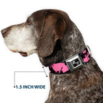 Dog Bone Seatbelt Buckle Collar - Splatter Black/Pink