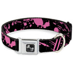 Dog Bone Seatbelt Buckle Collar - Splatter Black/Pink