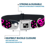 Dog Bone Seatbelt Buckle Collar - Skull w/Babies Black/Fuchsia