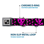 Dog Bone Seatbelt Buckle Collar - Skull w/Babies Black/Fuchsia