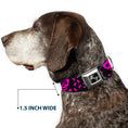 Load image into Gallery viewer, Dog Bone Seatbelt Buckle Collar - Skull w/Babies Black/Fuchsia