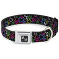 Load image into Gallery viewer, Dog Bone Seatbelt Buckle Collar - Sketch Skull/Star/Heart/Checker Black/Multi