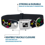 Dog Bone Seatbelt Buckle Collar - Sketch Stars Black/Multi Color